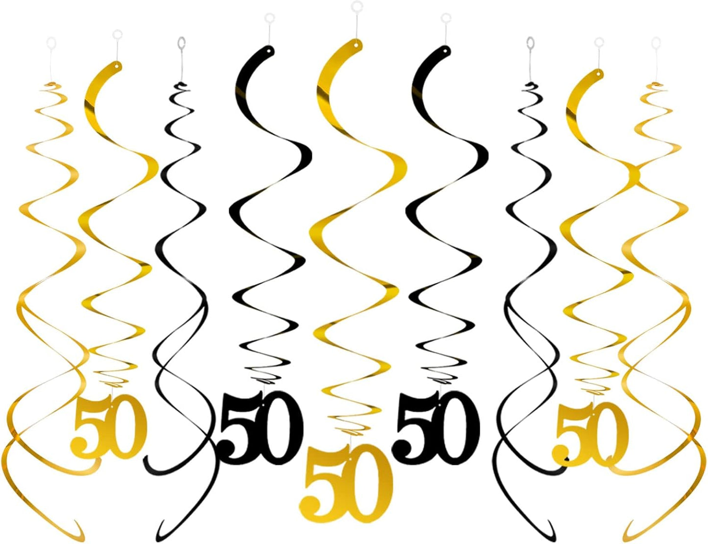 Blue Gold Star Hanging Swirl Decorations,Foil Streamers Ceiling Hanging Whirls Party Decorations,Pack of 20
