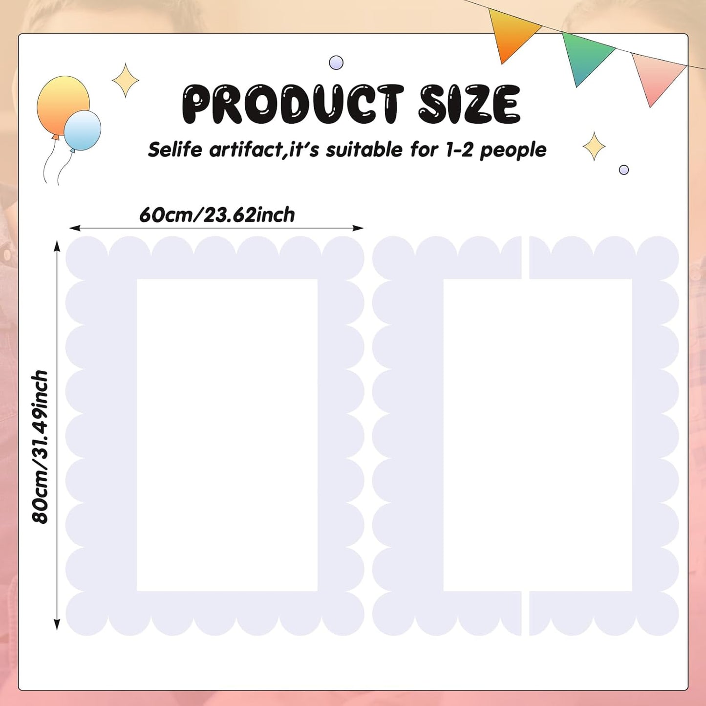 Beeveer 32 x 24 Inch Photo Booth Selfie Frame Prop Booth for Birthday Event Parties Large Blank DIY Cutout Props for Funny Decoration Christmas, Holiday Supplies