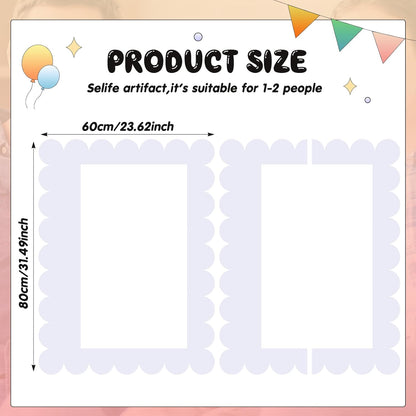 Beeveer 32 x 24 Inch Photo Booth Selfie Frame Prop Booth for Birthday Event Parties Large Blank DIY Cutout Props for Funny Decoration Christmas, Holiday Supplies