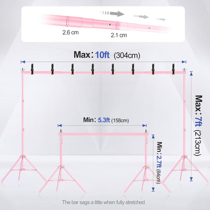 EMART Backdrop Stand 10x7ft(WxH) Photo Studio Adjustable Background Stand Support kit with 2 Crossbars, 8 Clamps, 2 Sandbags and Carry Bag for Parties, Events Decoration, Wedding, Photography -White