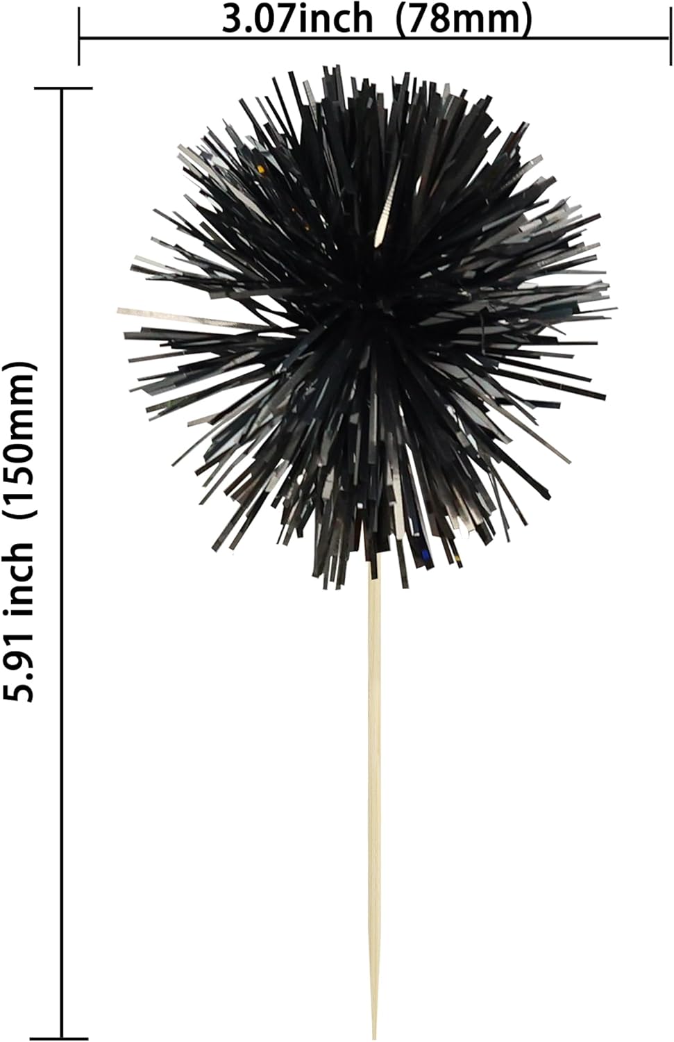 Ephlyn 30Pcs Foil Firework Cupcake Toppers Sparkle Tinsel Cupcake Picks Drink Stirrers Cocktail Food Fruit Toothpicks for Baby Shower Graduation Party Supplies White