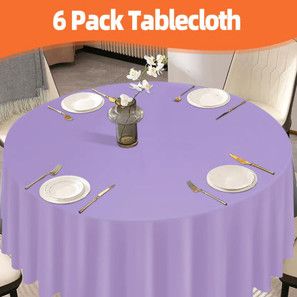 tujol Royal Blue 6 Pack Plastic Table Cloth 54" x 108", Disposable Tablecloths Rectangle Table Cover, Plastic Tablecloths for Parties