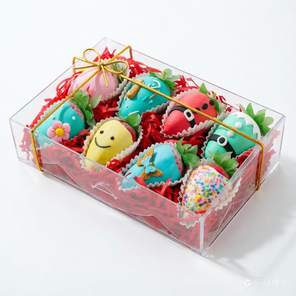50 PCS 8x5x2 Inch Bakery Boxes with Window for Chocolate Covered Strawberries, Cookies, Cakesickle, Browines, Donut &More