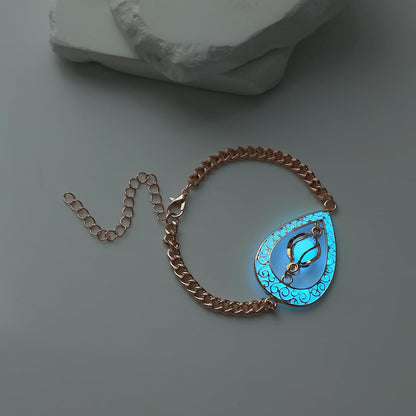 EEQQBZ Glow in The Dark Silver Teardrop shape bracelets,Fantasy Glowing Jewelry bracelets