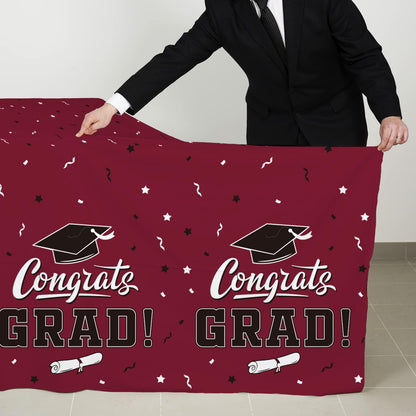 Gatherfun Graduation Party Decorations, Gongrats Grad Tablecover for Graduation Party Supplies, 3 pcs Green Table Cloths, 54"x108"