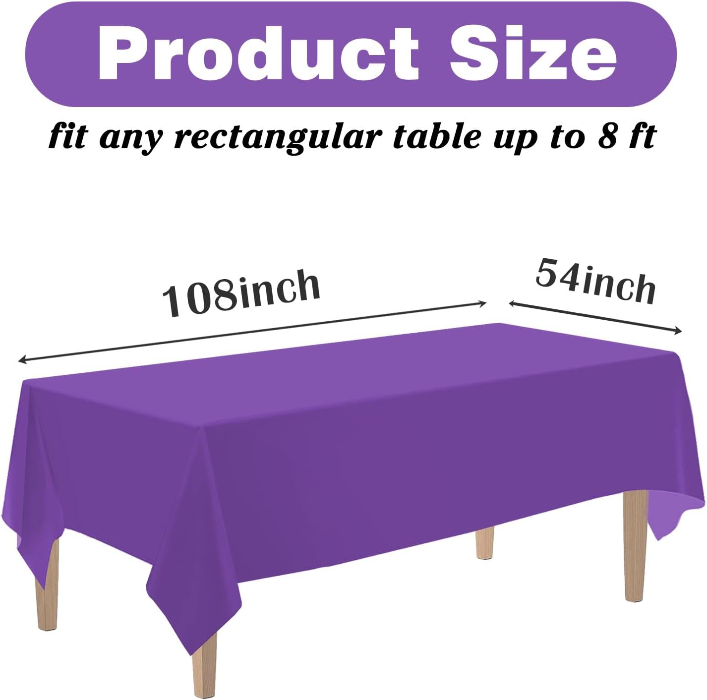 Kopokita 2PCS Black Plastic Tablecloths 54 x 108 Inch, Disposable Table Cloths Rectangle Party Table Covers