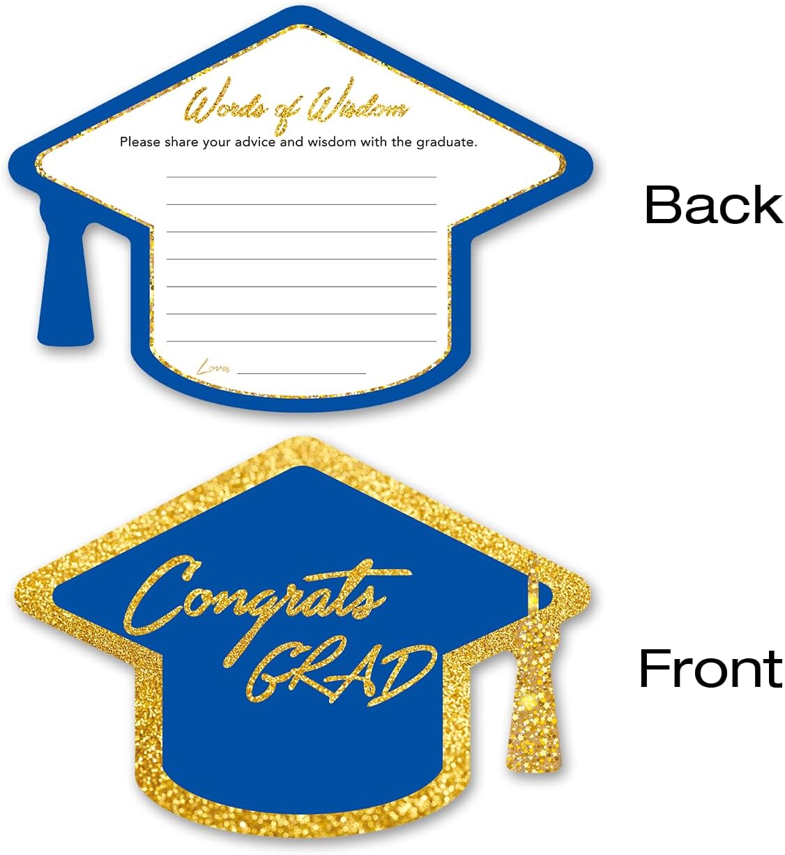 Yuzi-n Graduation Advice Cards for The Graduate (50 Pack), High School or College Graduation Party Games Decorations Supplies, Well Wishes Card for Graduates, Advice For The Graduate Cards (Black)