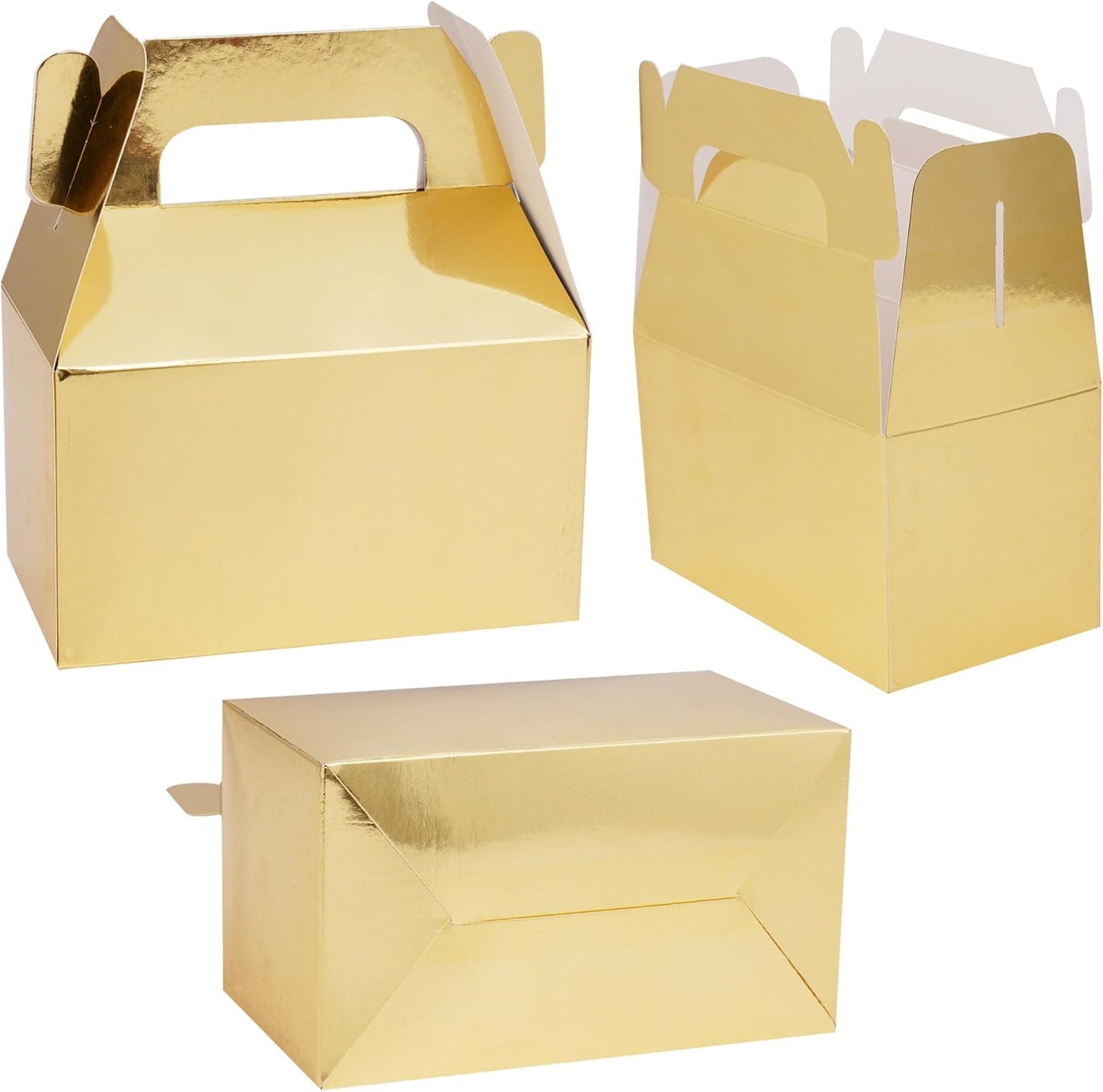 XAGLVV 24 Pack White Paper Gable Boxes,6.2 Inch Candy Boxes with Handle, Snack Party Favor& Gift Cookie bags for kids Birthday,Wedding, Baby Shower, Graduation.