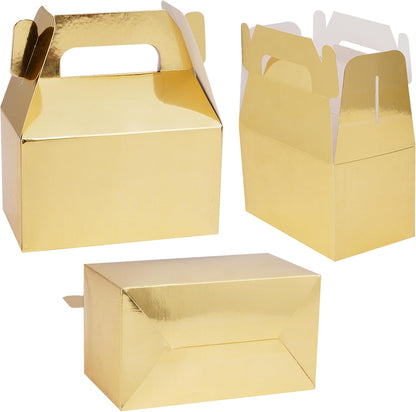 XAGLVV 24 Pack White Paper Gable Boxes,6.2 Inch Candy Boxes with Handle, Snack Party Favor& Gift Cookie bags for kids Birthday,Wedding, Baby Shower, Graduation.