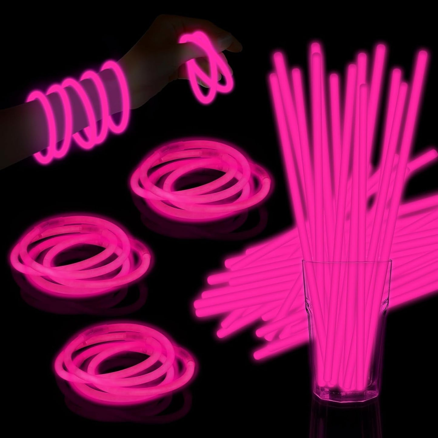 60 Pack 8” White Glow Sticks Bulk with 60 Connectors Neon Glow In The Dark Party favors Supplies for Holiday Birthday Party Decoration (White)