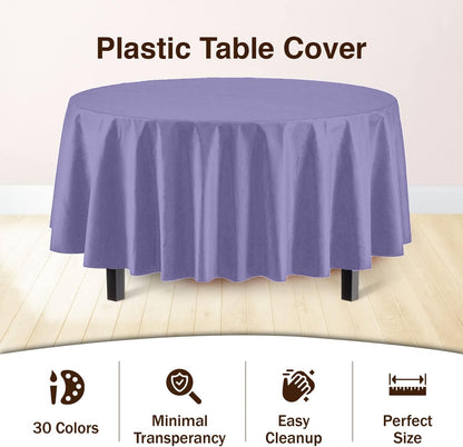 12-Pack Premium Plastic Tablecloth 54in. x 108in. Rectangle Table Cover - Dark Blue - Colors B