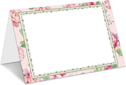 Boho Floral Place Cards for Table Setting, Wedding Placecards, Tent Cards Decor For Bridal Shower Anniversary Party Decorations, 25 Pack Baby Shower Food Name Card, 2 x 3.5" /001