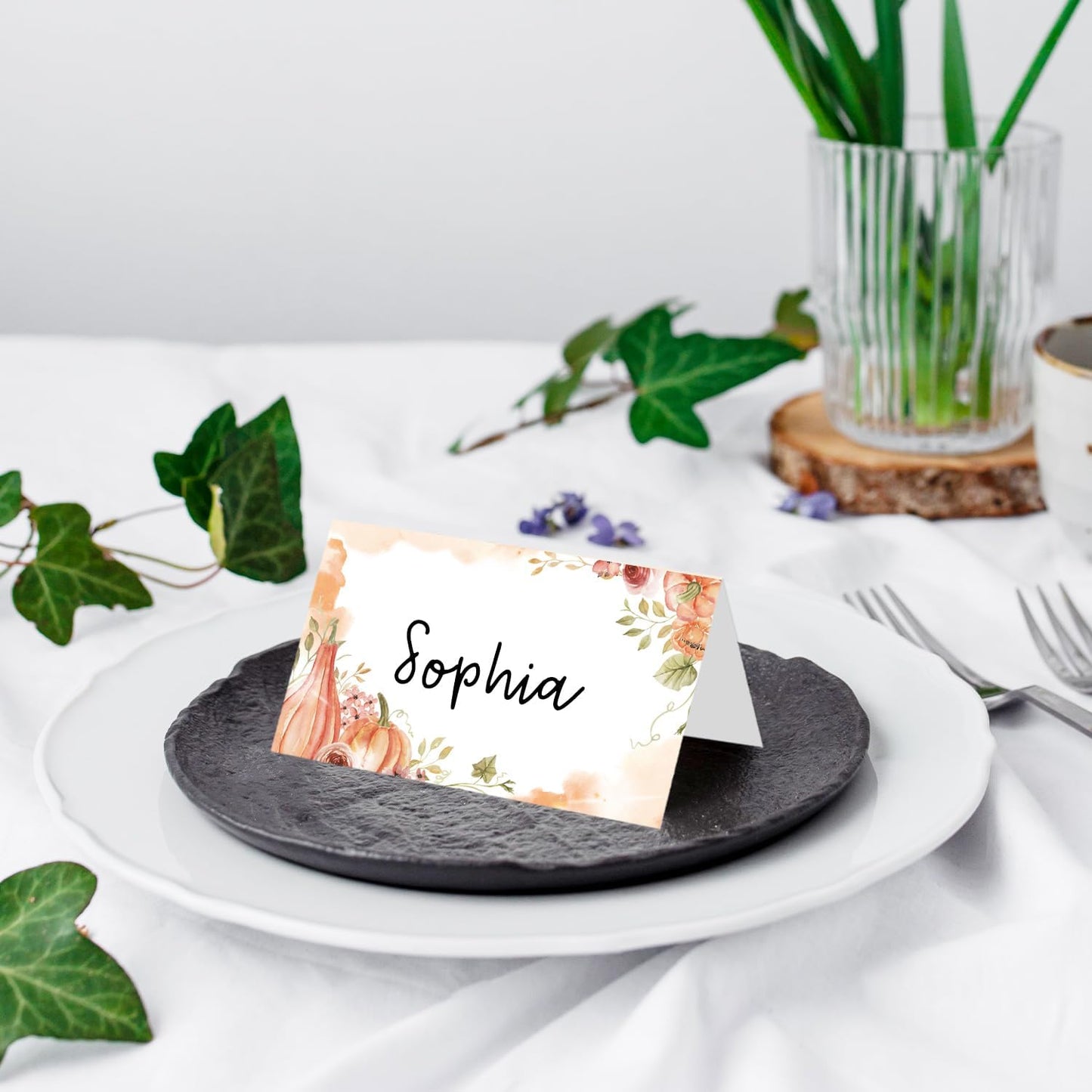 25 Pack Pink Plaid Bow Place Cards, Editable Name Cards for Table Setting, Tent Cards Food Label for Dinner Party, Bridal Shower, Wedding, Baby Shower and Events -T30