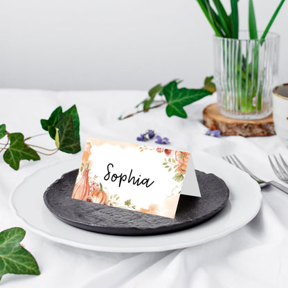 25 Pack Pink Plaid Bow Place Cards, Editable Name Cards for Table Setting, Tent Cards Food Label for Dinner Party, Bridal Shower, Wedding, Baby Shower and Events -T30