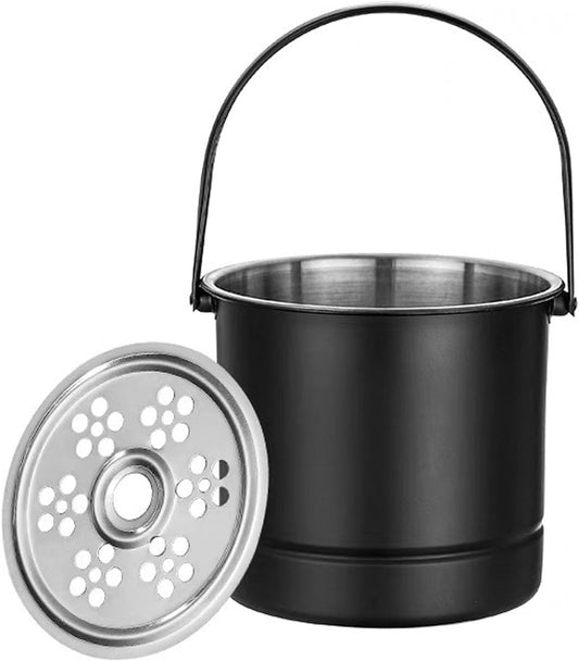 1L Ice Bucket, Metal Double Wall Ice Bucket with Filter Plate and Carrying Handle Stainless Steel Insulated Ice Bucket Golden for Cocktail Bar Wine Parties Champagne Bucket(14x13.8x12.5cm)