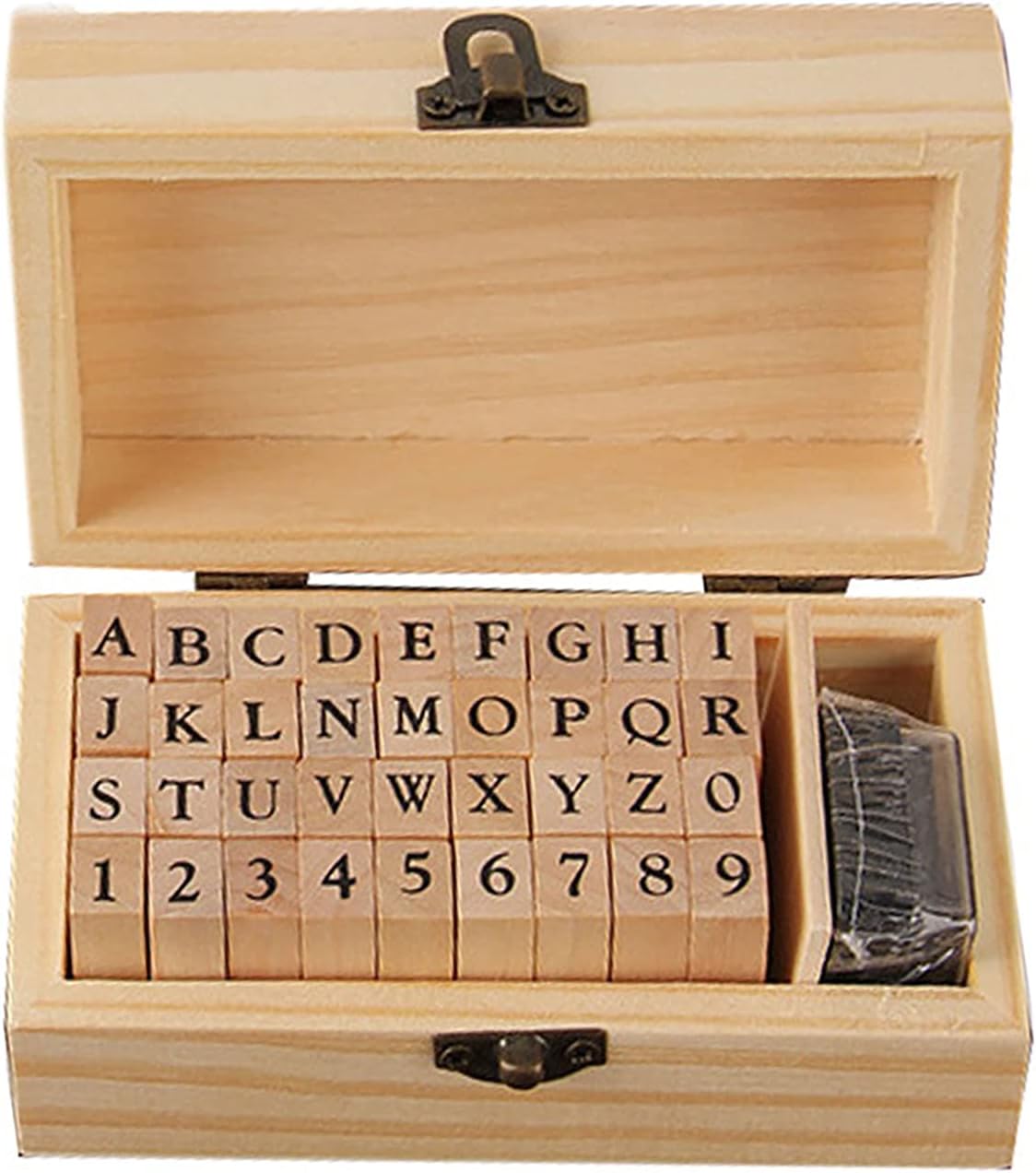 Pack of 36 Pcs Small Wooden Rubber Stamps 0.2 Inch of Letter and Number for DIY Craft Card and Photo Album (B)