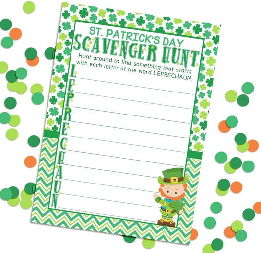 St. Patrick's Day Scavenger Hunt Word Scramble Holiday Fill In Game Cards, Ten 5" x 7" Fill In The Blank Cards by AmandaCreation