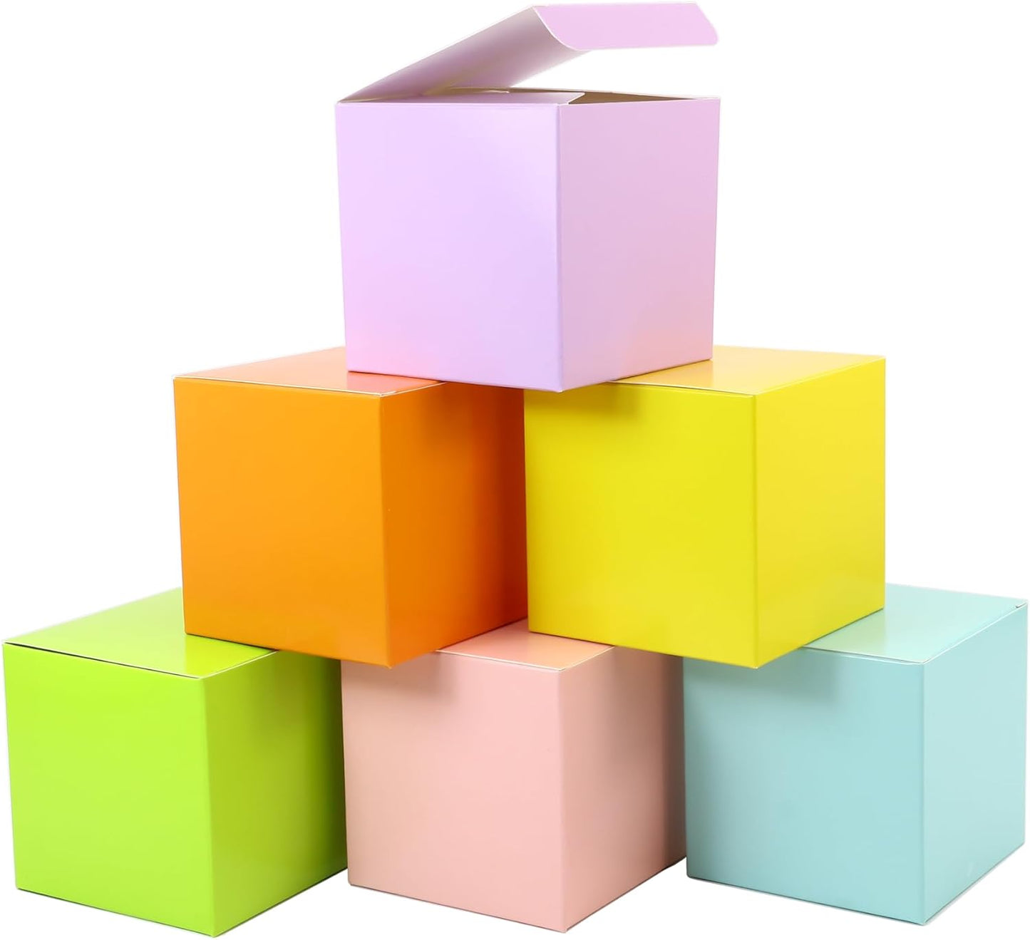 Oletx 24 Pcs Colorful Paper Gift Boxes, Small Candy Boxes Bulk, 3x3x3 inch Gift Box with Lids, Goodie Treat Boxes for Party Favors, Birthday Gifts, Wedding Gifts