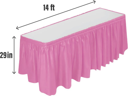 DecorRack 2 Pack Table Skirts, 29 in x 14 ft Each, Multi Pack -BPA Free- Plastic Tableskirt, Disposable, Reusable, Rectangular Tablecloth Skirt, White (2 Pack)