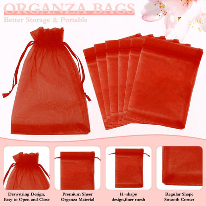 Organza Bags, Organza Bags 5 x 7 Inch, 50 Pcs White Sheer Party Favor Mesh Bag with Drawstring, Small Jewelry Gift Candy Bag for Wedding Christmas Birthday Halloween Graduation Party Favors Supplies