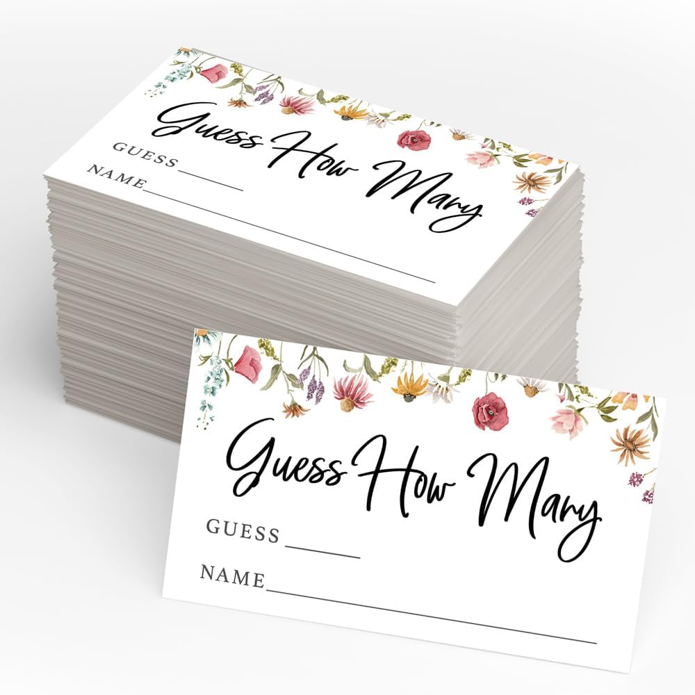 Printed Party Baby Shower Games for Girl – 4 Games and Activities for 30 Guests, Includes Bingo, Price is Right, Mommy or Daddy Trivia, and Storybook Title Guessing, Wildflower Baby in Bloom Design