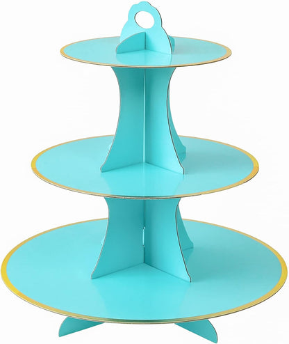 Soleebee 3-Tier Round Cupcake Stand, Cardboard Cupcake Tower, Dessert Cup Cake Stand Tower for Birthday Wedding Party Decoration, Cupcake Tier Stand 1 Set (Hot Pink)