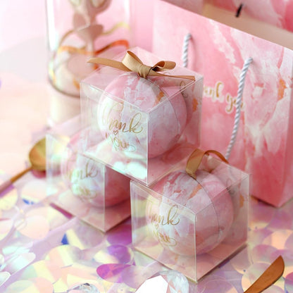 JOERSH 2x2x2 Inches Clear Boxes for Favors with Gift Ribbons, 60 PCS Mini Transparent Cube Wedding Baby Shower Birthday Party Favor Boxes, Small Gifts Display Individual Macaron Box