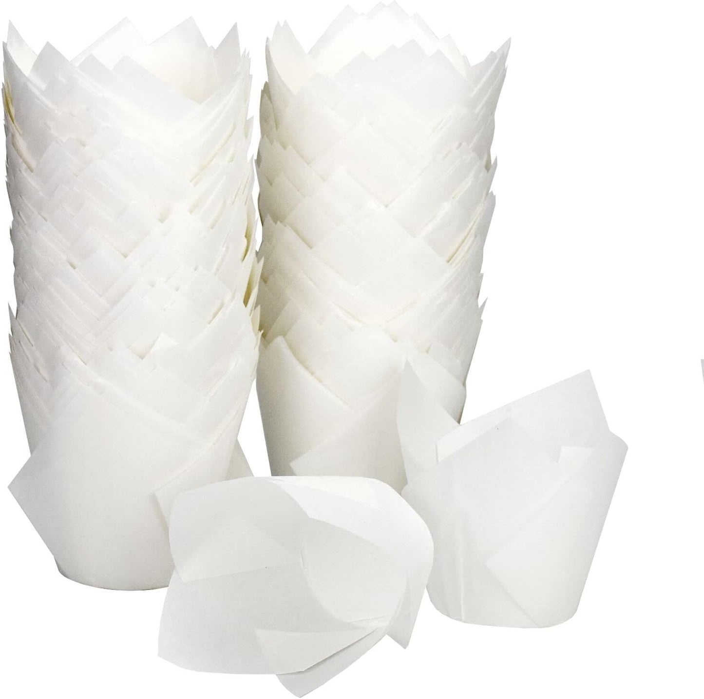 200pcs Tulip Cupcake Liners, Standard Greaseproof Paper Baking Cups Muffin Liners Holders Perfect for Bridal Showers, Baby Showers, Birthday Parties, Banquets, and Catering Events (Natural)