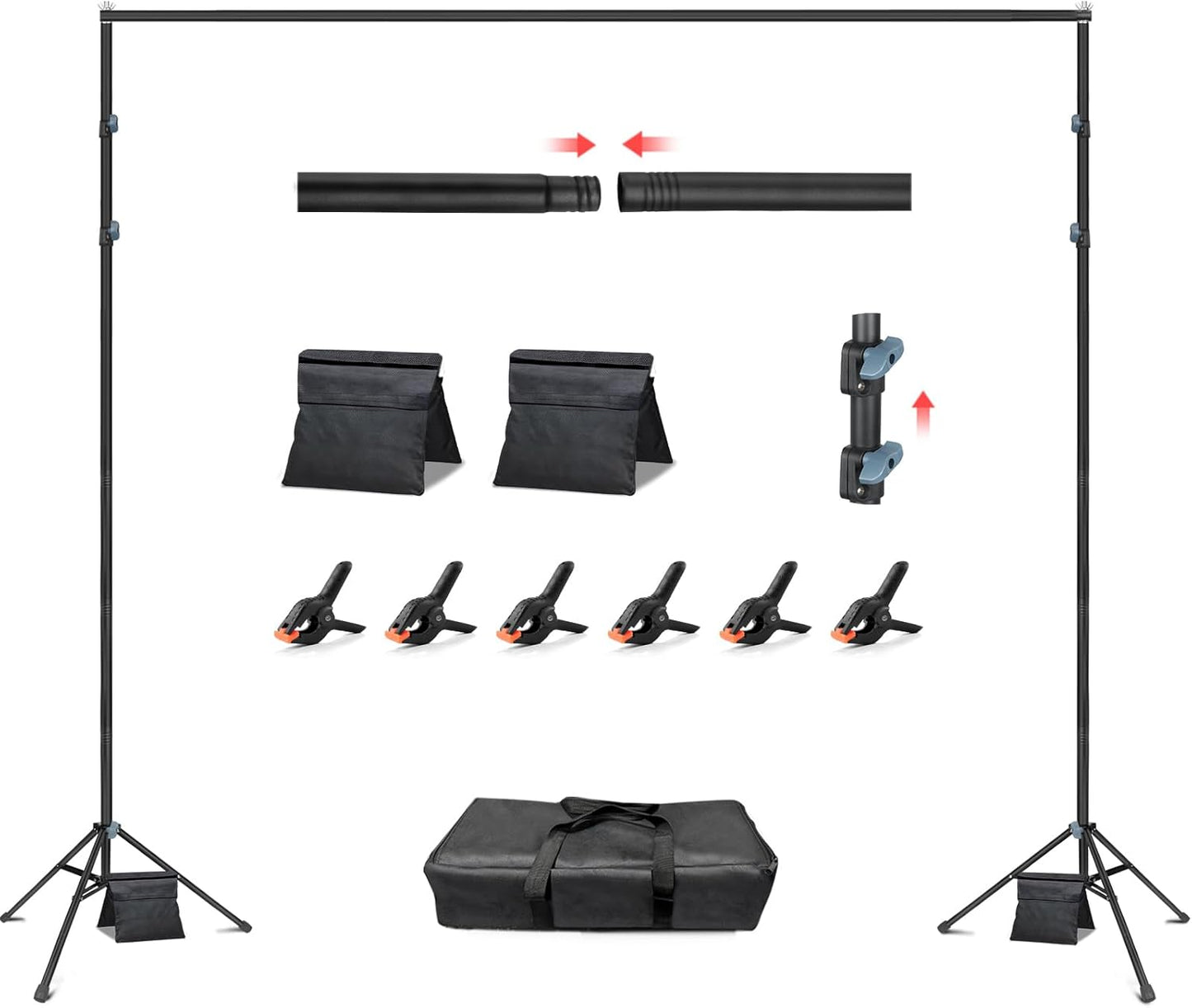 Hemmotop Backdrop Stand 10x8ft (WxH), Photography Background Stand for Parties, Adjustable Photo Backdrop Stands Kit for Wedding, Photo Booth, Party, Decoration, Balloon, Projector Screen