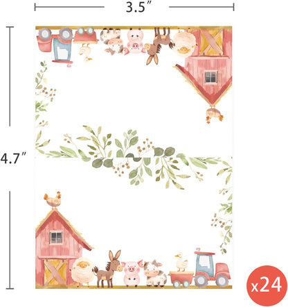 24 Pcs Farm Animals Place Cards, Barn Animals Themed Buffet Food Labels and Tent Name Cards for Baby Shower and Birthday Party Table Setting Decorations Supplies (Red)