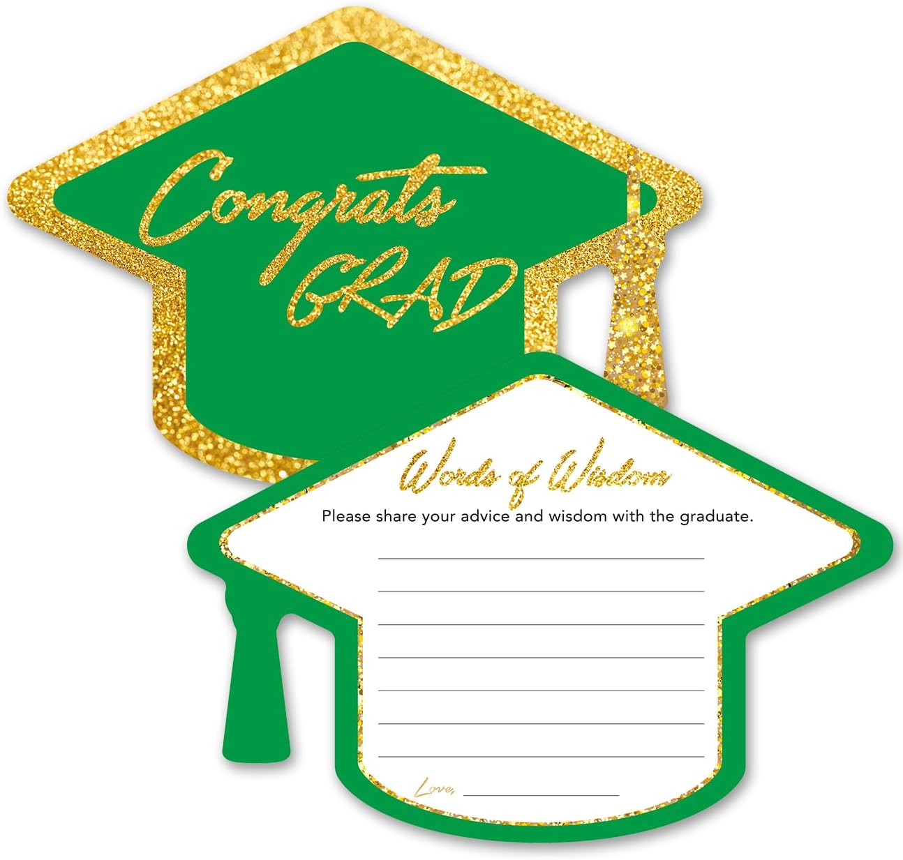 Yuzi-n Graduation Advice Cards for The Graduate (50 Pack), High School or College Graduation Party Games Decorations Supplies, Well Wishes Card for Graduates, Advice For The Graduate Cards (Black)