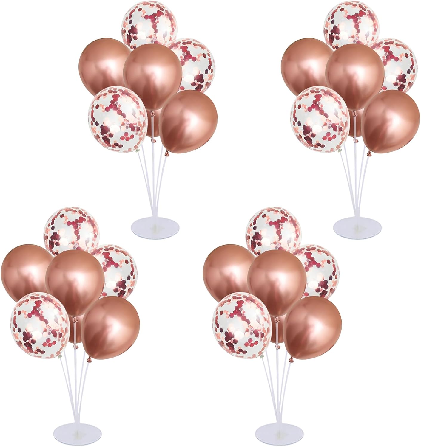 4 Set Balloon Stand Kit for Table Centerpieces With Balloon and Base Party Decorations for Birthday Wedding Retirement Graduation Baby Shower (Navy Silver)
