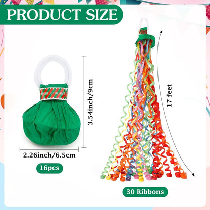 No Mess Streamers,16 Pack Hand Throw Streamers Colorful Party Streamer Poppers No Mess Confetti Poppers Party Poppers for Graduation Birthday Wedding Retirement Celebrations Baby Shower Party Favors