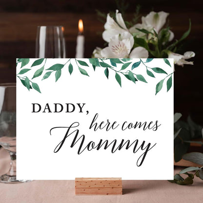 Andaz Press Wedding Party Signs, Natural Greenery Green Leaves, 8.5x11-inch, Bridal Shower Scavenger Hunt, 1-Pack - Colors B