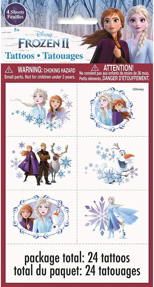 Disney Frozen 2 Tattoos (Pack of 24) - Exclusive Pattern Collection - Colorful & Transferable, Perfect for the Next Party Magical Adventure