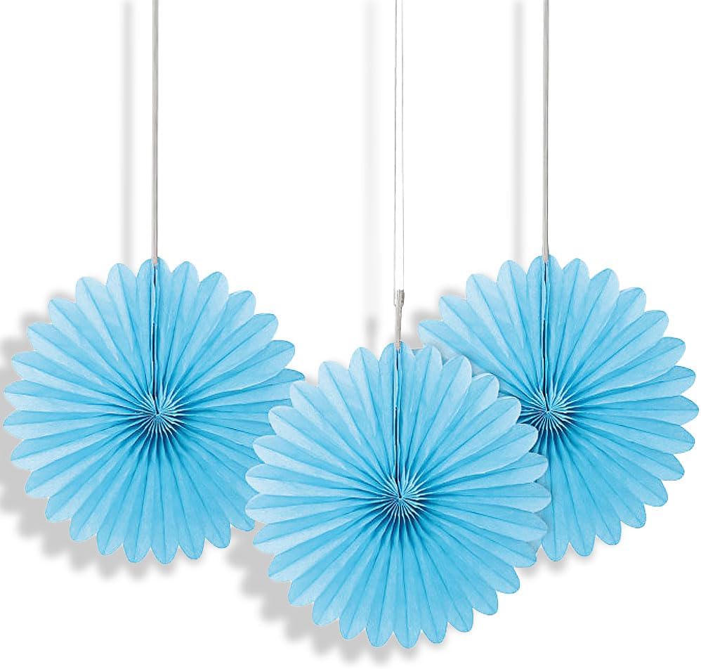 Sunflower Yellow Hanging Tissue Paper Fans - 6'', 3 Count - Perfect for Parties & Home Decor