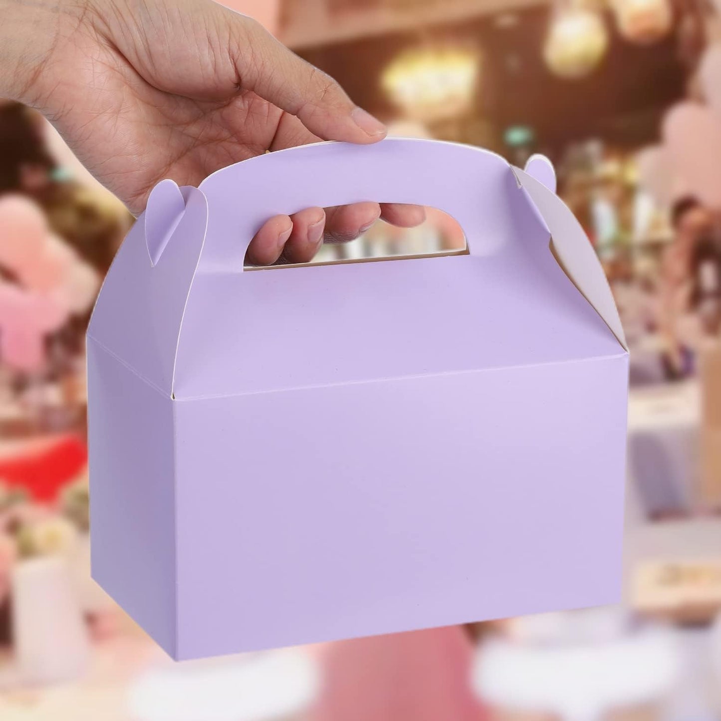 DjinnGlory 36 Pack White Party Favor Treat Boxes with Handle, DIY Paper Boxes for Baby Shower, Birthday, All Occasion, Small Gable Boxes for Small Business 6.18 x 3.58 x 3.38 Inches
