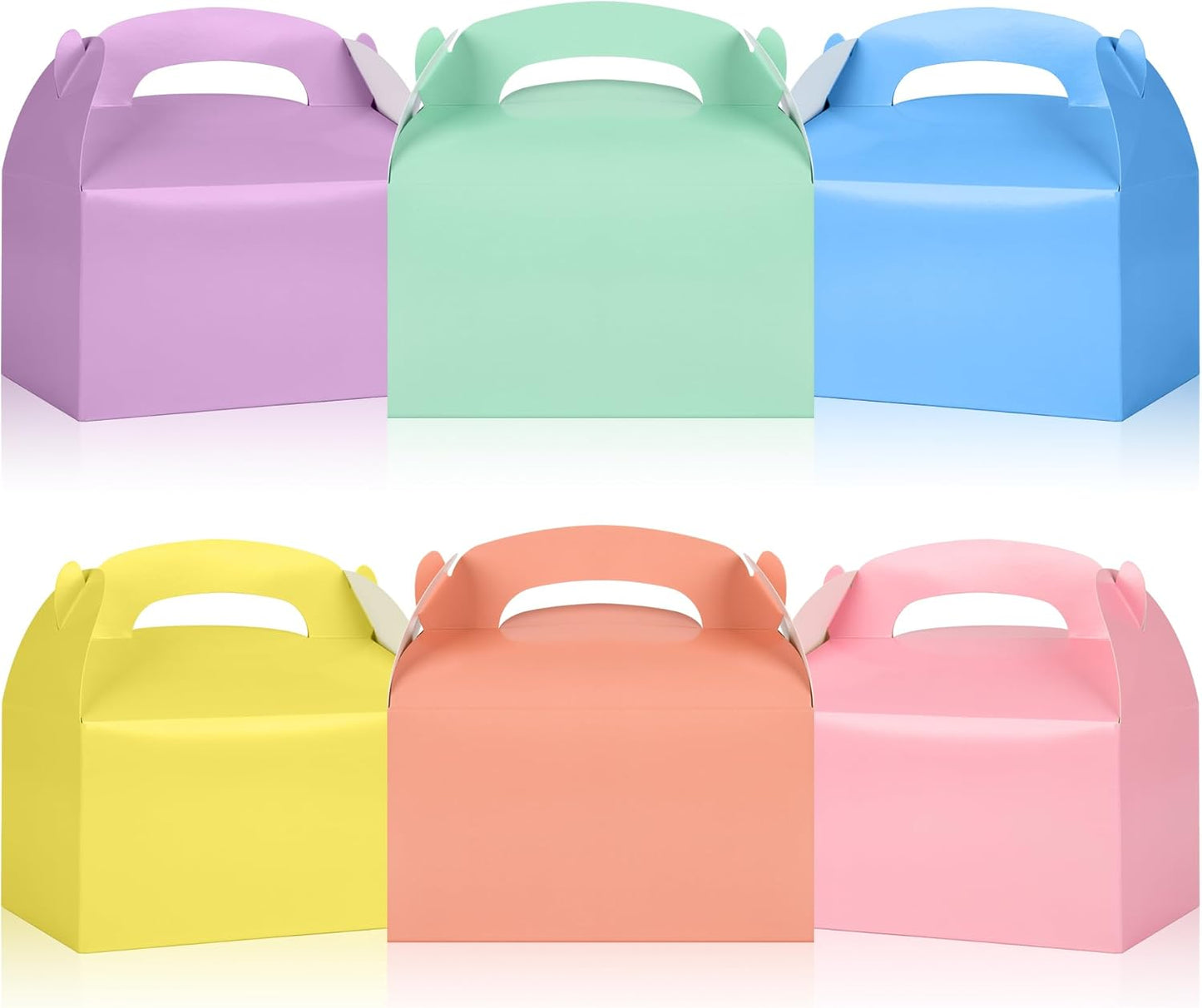 DjinnGlory 36 Pack White Party Favor Treat Boxes with Handle, DIY Paper Boxes for Baby Shower, Birthday, All Occasion, Small Gable Boxes for Small Business 6.18 x 3.58 x 3.38 Inches