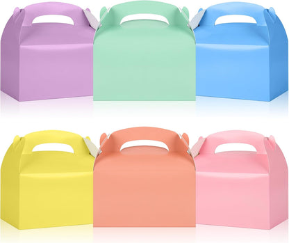 DjinnGlory 36 Pack White Party Favor Treat Boxes with Handle, DIY Paper Boxes for Baby Shower, Birthday, All Occasion, Small Gable Boxes for Small Business 6.18 x 3.58 x 3.38 Inches