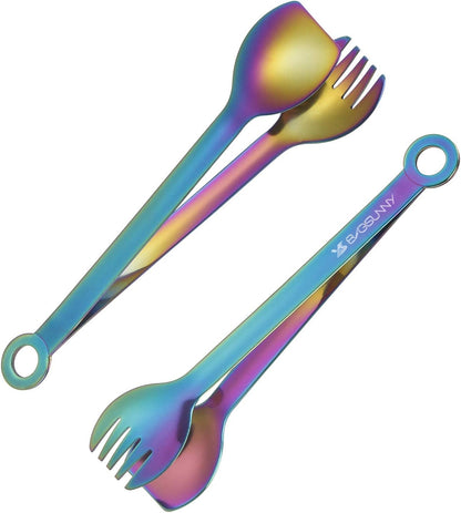 Mini Appetizer Tongs Stainless Steel Set of 4, MSY BIGSUNNY Small Serving Tongs, 6 Inch(15.2cm, Silver)