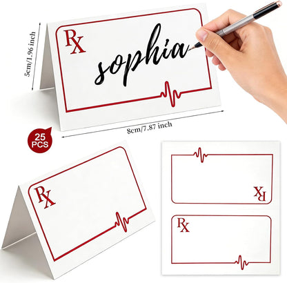 25 Pcs Nurse Themed Food Place Cards Folding Nursing Graduation Table Place Cards Nurse Food Tent Labels for Hospital Nursing Graduation Party Supplies
