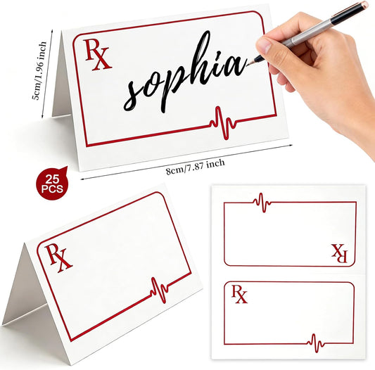25 Pcs Nurse Themed Food Place Cards Folding Nursing Graduation Table Place Cards Nurse Food Tent Labels for Hospital Nursing Graduation Party Supplies