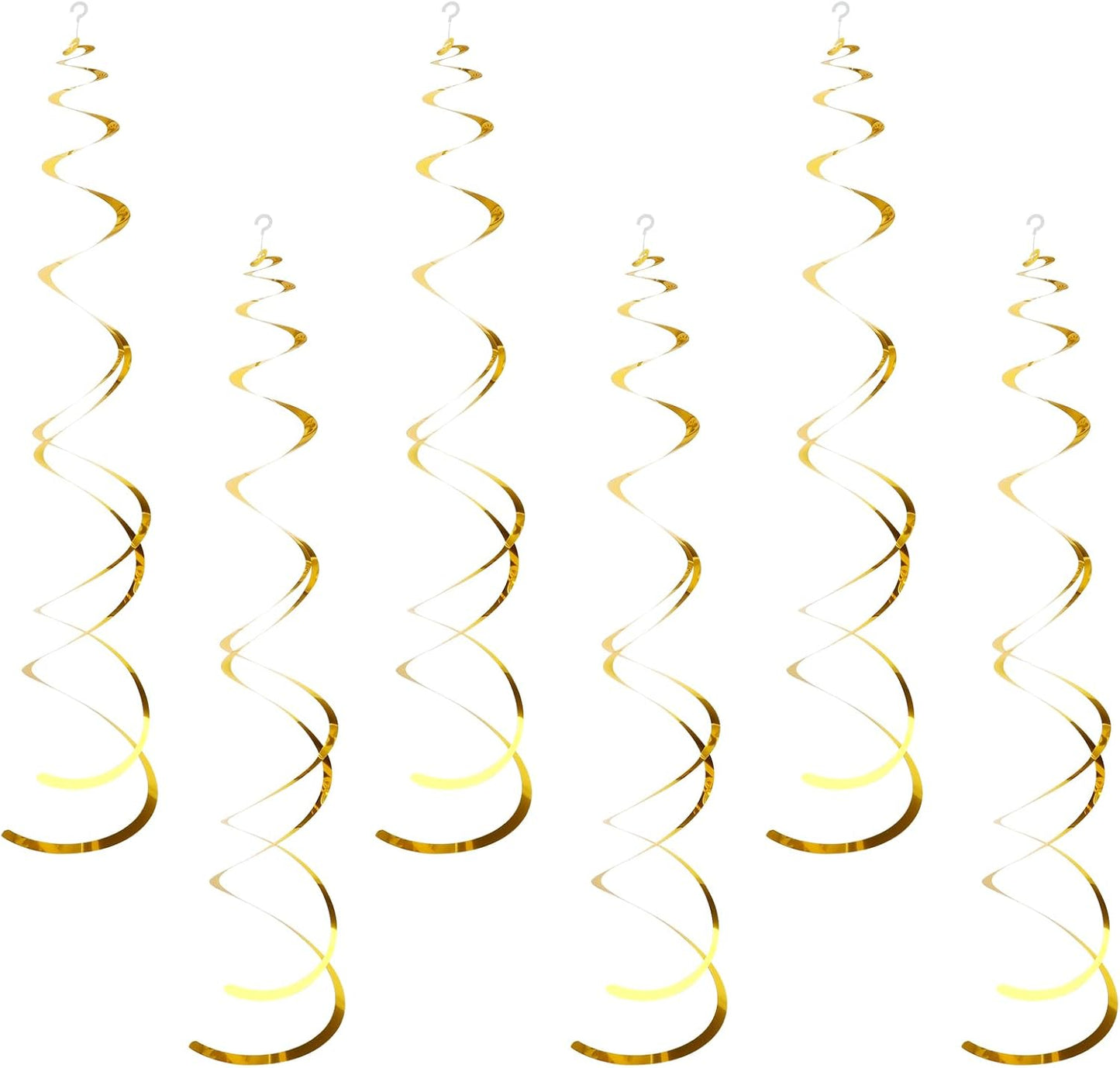 42 Pcs Gold Hanging Swirl Party Decorations, Gold Streamers Party Decorations, Foil Swirl Streamer Spiral Ceiling Decor for Birthday Wedding Baby Shower Carnival Fiesta Festival