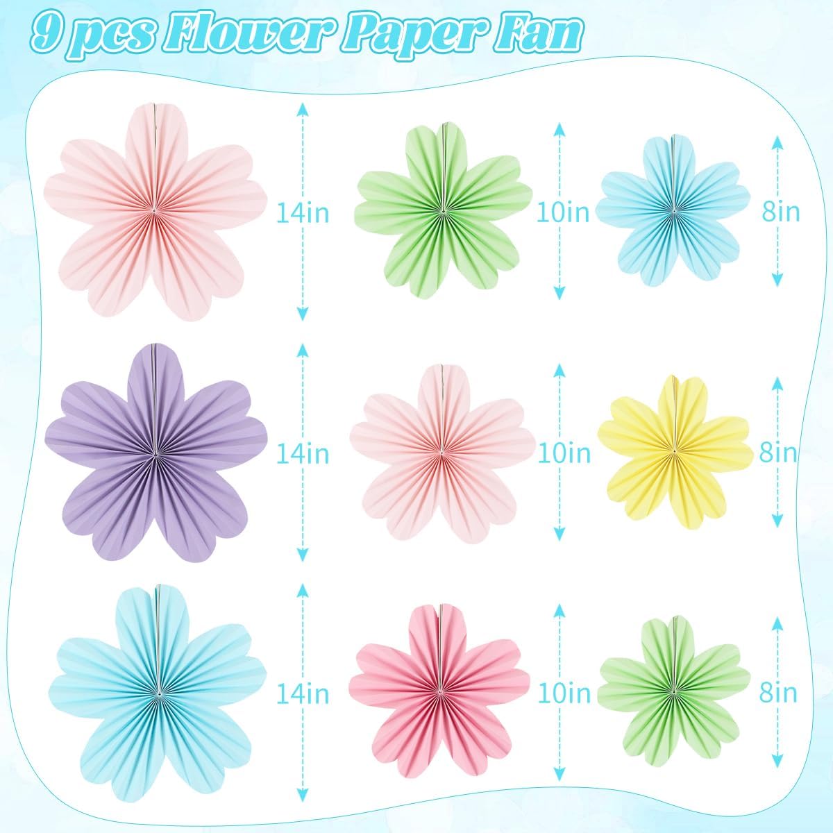 Party Hanging Paper Fans Decoration Set for Wedding Birthday Party Mother's Day Round Events Accessories Set of 8