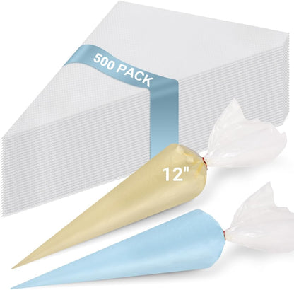 24 Inch Extra Large Piping Bags Disposable, 100 Pieces Icing Bags, Tipless Piping Bags, Thickened Pastry Bags, Non-Slip & Anti-Burst, Frosting Piping Bags for Cakes Cookies Decoration