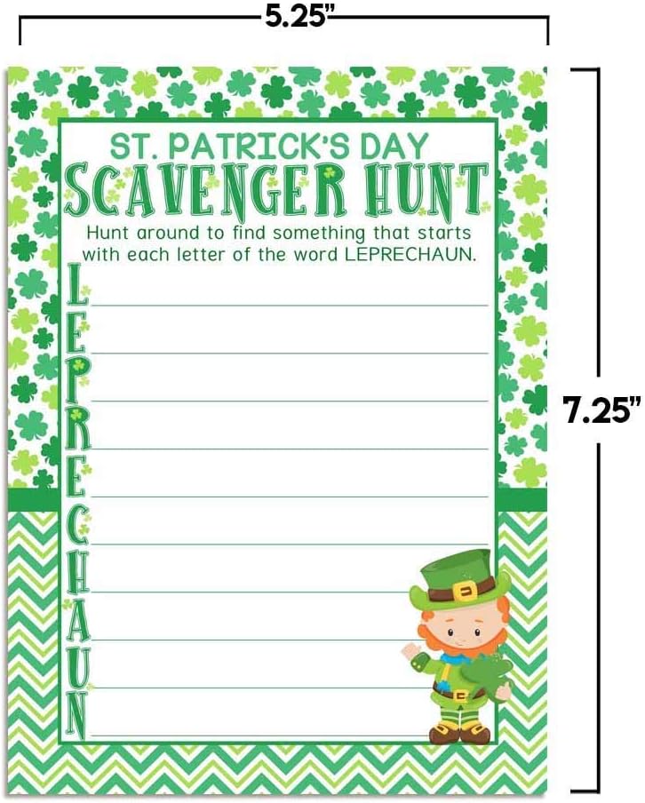 St. Patrick's Day Scavenger Hunt Word Scramble Holiday Fill In Game Cards, Ten 5" x 7" Fill In The Blank Cards by AmandaCreation