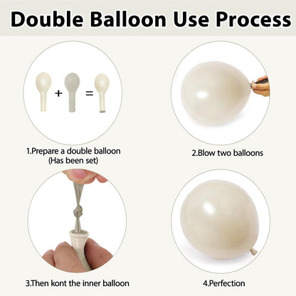 Pearl White Balloon Arch Kit,Double Stuffed Pastel White Cream Ivory Balloons Garland Kit Different Sizes 18/12/10/5 inch White Latex Balloon for Wedding Birthday Bridal Shower Party Decorations