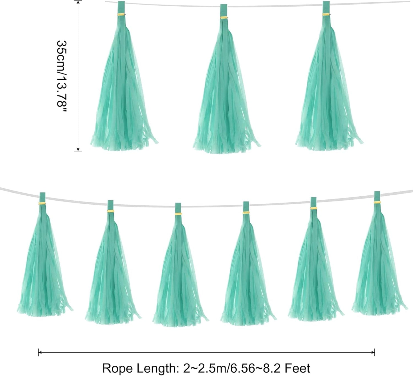 MECCANIXITY 15Pcs Light Blue Tassel Garland Banner with Rope Tissue Paper Tassels Party DIY Kits for Anniversary Wedding Birthday Party