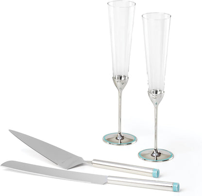 Kate Spade New York Take the Cake Knife and Server 2-Piece Dessert Serving Set, Silver-plate and Turquoise