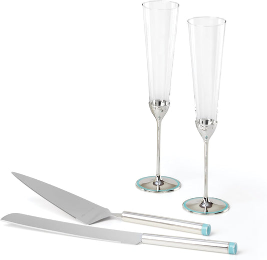 Kate Spade New York Take the Cake Knife and Server 2-Piece Dessert Serving Set, Silver-plate and Turquoise